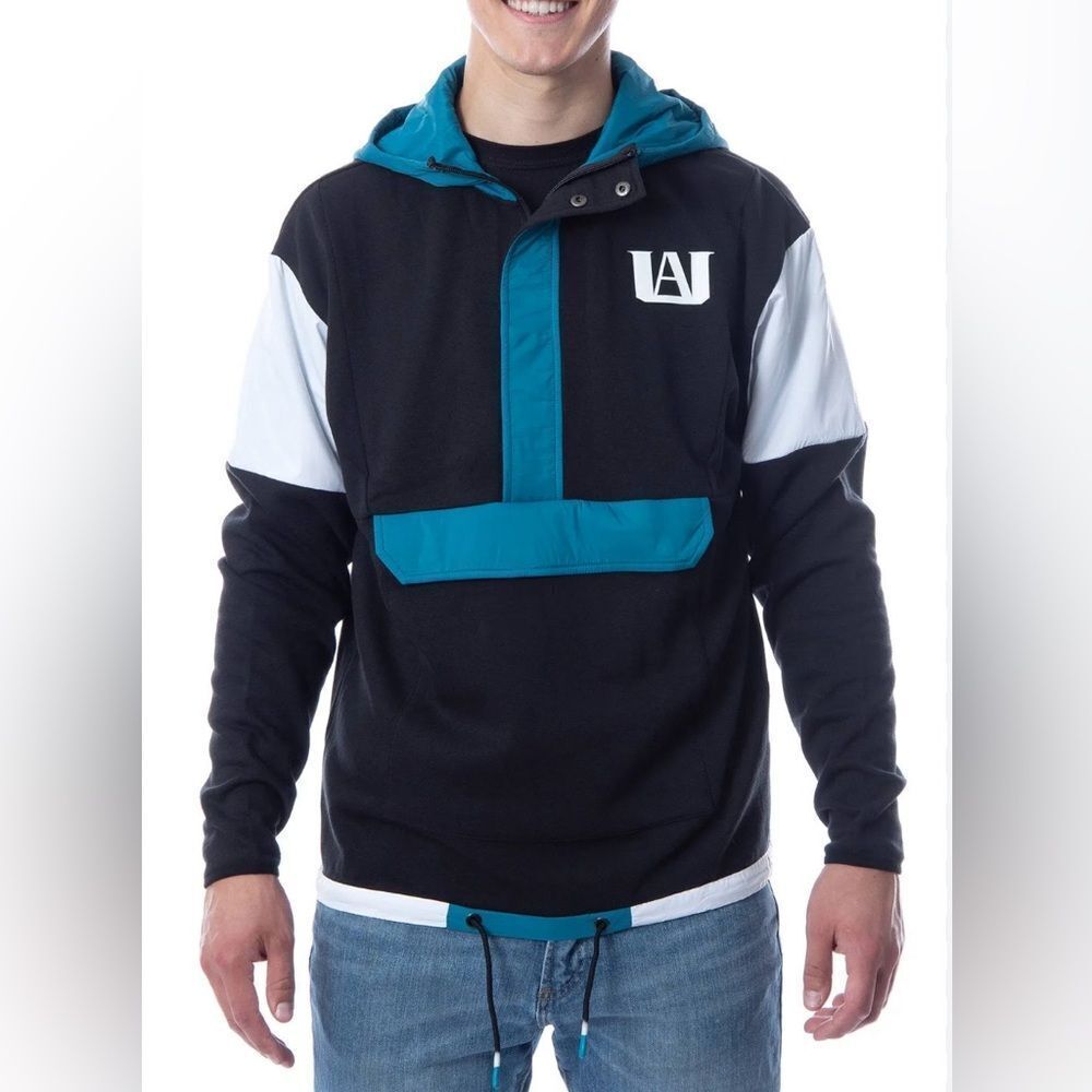 NWOT‎ My Hero Academia UA High School Quarter-Zip Hooded Jacket Anorak Medium
